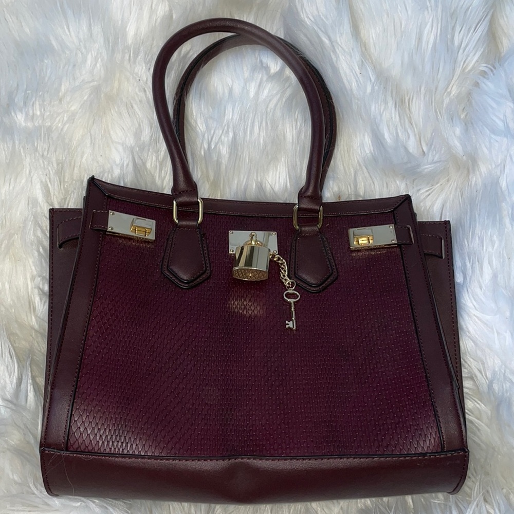 Burgundy snakeskin bag